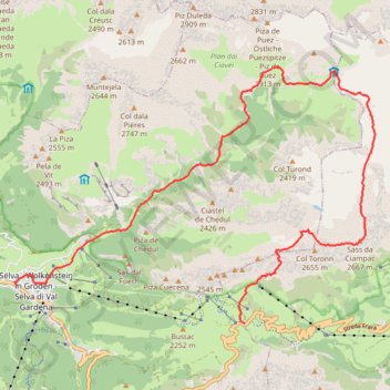 Refuge Puez via Ciampei GPS track, route, trail