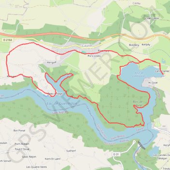 Lac de Guerlédan rive Nord - Landroanec GPS track, route, trail
