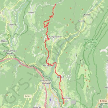 Grande Traversée du Jura (GTJ) - Liaison vers Bellegarde GPS track, route, trail